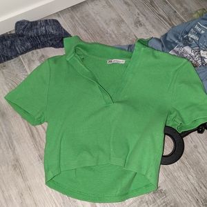 bright green Zara crop top